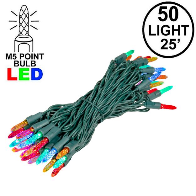 M5 50 LED Multi Color 6" Spacing Green Wire