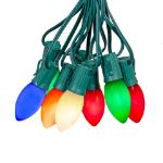 LED C9 Plastic 25L Ceramic Multi Color Light Set 25' Green Wire