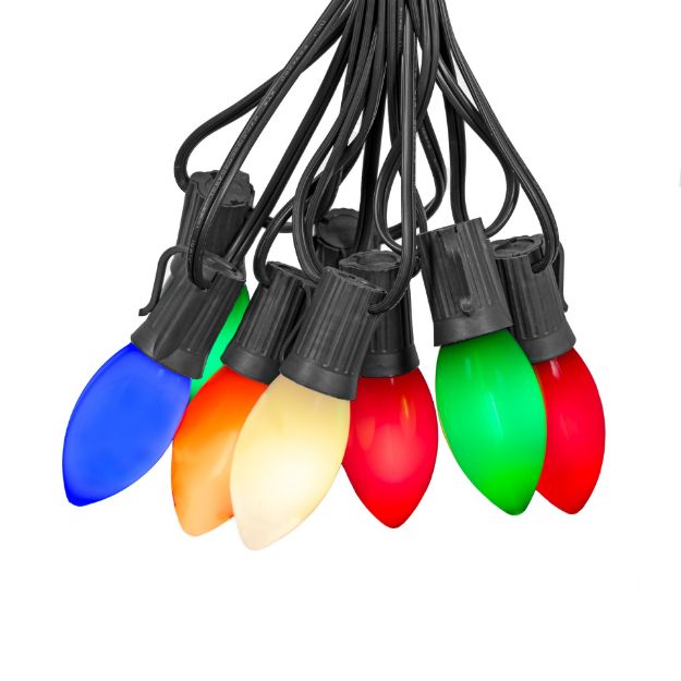 LED C9 Plastic 25L Ceramic Multi Color Light Set 25' Black Wire