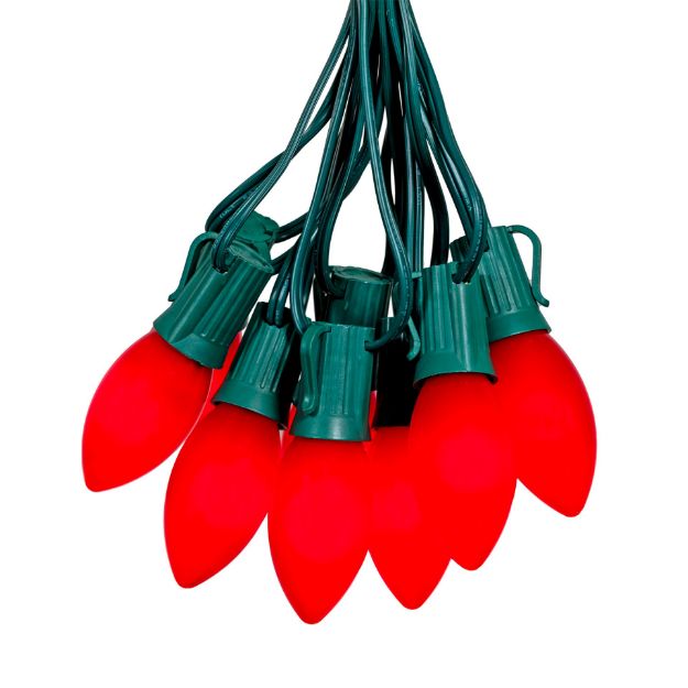 LED C9 Plastic 25L Ceramic Red Light Set 25' Green Wire