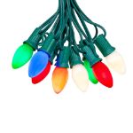 LED C7 Plastic 25L Ceramic Multi Color Light Set 25' Green Wire