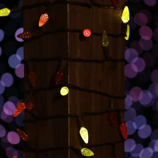 *NEW* True Twinkle® Yellow/Red/Orange 70 LED C6 Strawberry Mini Lights Commercial Grade on Brown Wire