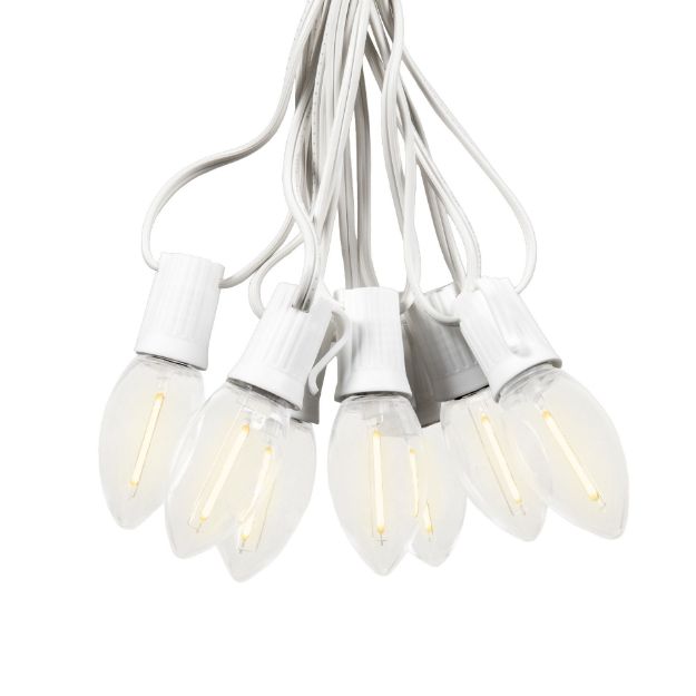 LED C9 Plastic 25L Warm White Filament Light Set 25' White Wire