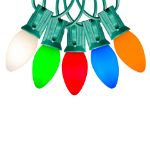 LED C7 Plastic 25L Ceramic Multi Color Light Set 25' Green Wire