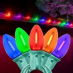 LED C7 Plastic 25L Transparent Filament Multi Color Light Set 25' Green Wire