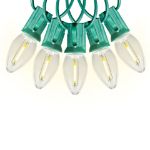 LED C7 Plastic 25L Warm White Filament Light Set 25' Green Wire