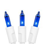 Blue 50 Light 11' Long White Wire Christmas Mini Lights