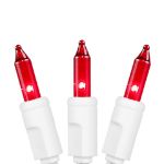 Red 50 Light 11' Long White Wire Christmas Mini Lights