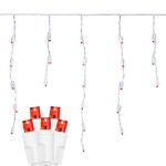 Red LED Icicle Lights on White Wire 70 Bulbs