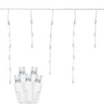 Pure White LED Icicle Lights on White Wire 70 Bulbs