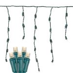 *NEW* True Twinkle® Warm White LED Icicle Lights on Green Wire 70 Bulbs