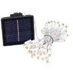 Warm White LED Solar Powered Lights 50 Light String 3" Spacing White Wire