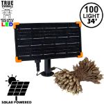 *NEW* True Twinkle® Warm White LED Solar Mini Lights 100 Light String 4" Spacing Brown Wire 