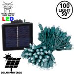Pure White LED Solar Powered Lights 100 Light String 6" Spacing Green Wire