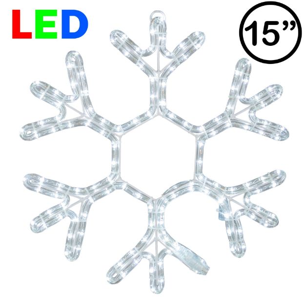 15 inch Fancy LED rope light snowflake Pure White