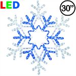 30" Deluxe Pure White/Blue LED Snowflake 