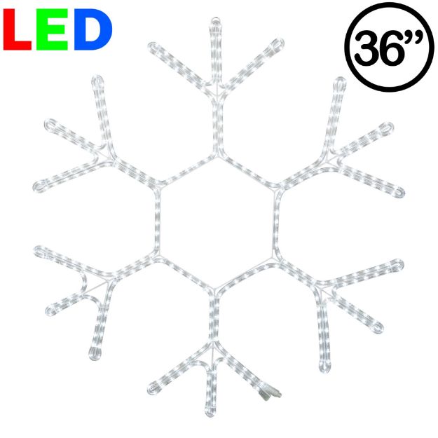 36" Traditional 18 Point LED Snowflake Pure White