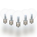 5 Pack Pure White LED G50 Globe Bulbs
