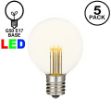 5 Pack Warm White LED G50 Globe Bulbs