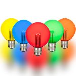 5 Pack Multi Colored LED G50 Globe Bulbs