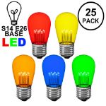 Multi S14 LED Medium Base e26 Bulbs w/ 9 LEDs - 25pk