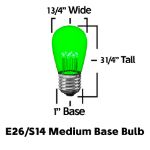 5 Pack Green S14 LED Medium Base e26 Bulbs w/ 9 LEDs
