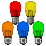 5 Pack Multi S14 LED Medium Base e26 Bulbs w/ 9 LEDs