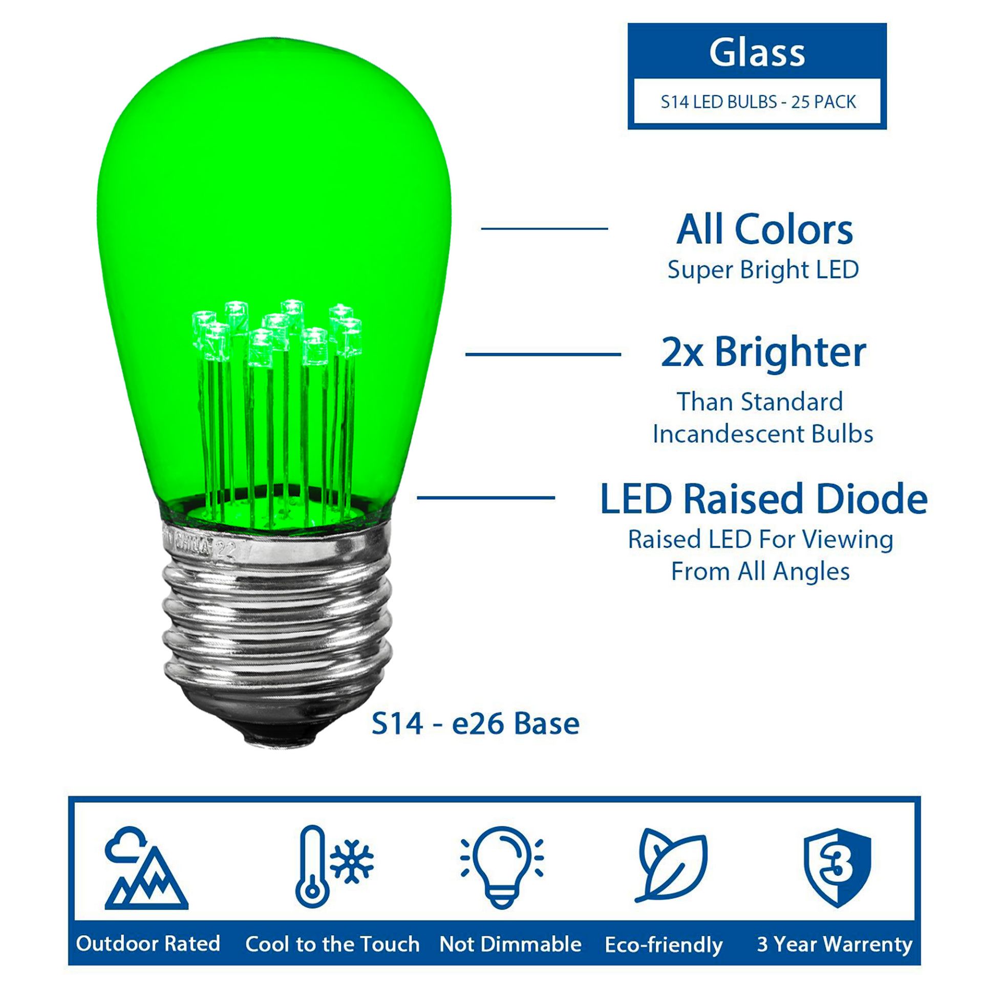LED S14 Outdoor Patio Edison Replacement Bulbs, Warm White, E26 Base - Bild 23 von 49