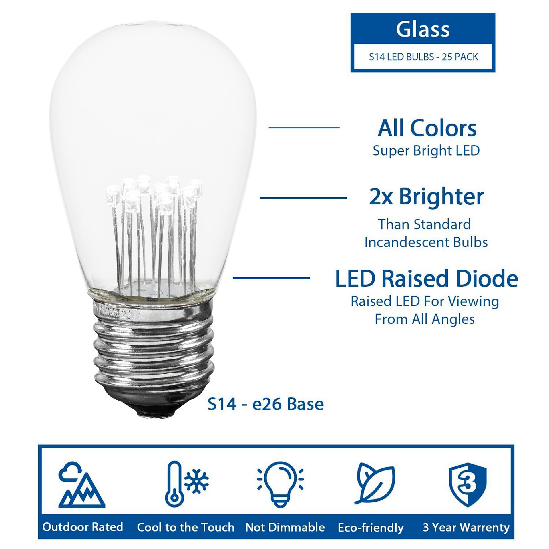 LED S14 Outdoor Patio Edison Replacement Bulbs, Warm White, E26 Base - Bild 29 von 49