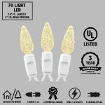 Warm White 70 LED C6 Strawberry Mini Lights Commercial Grade on White Wire