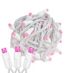 Commercial Grade Wide Angle 50 LED Pink 25' Long White Wire