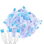 Commercial Grade Wide Angle 50 LED Teal 25' Long on White Wire