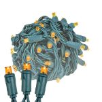 Commercial Grade Wide Angle 50 LED Amber 25' Long on Green Wire