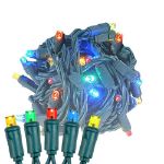 Commercial Grade Wide Angle 50 LED Multi 25' Long on Green Wire