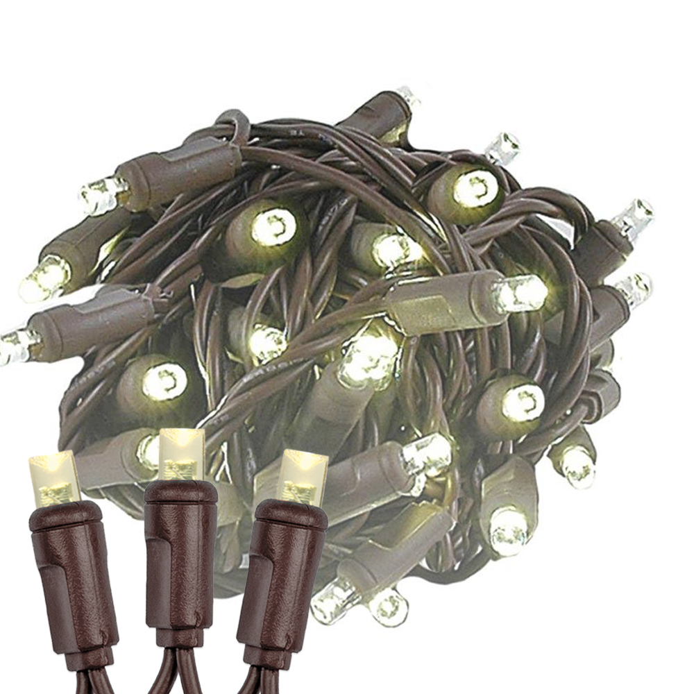 100 Light LED Christmas Mini Light Set, Patio Light, Warm White, Brown Wire, 34’ - Bild 1 von 39
