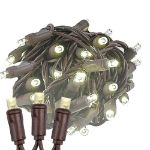 Commercial Grade Wide Angle 50 LED Warm White 25' Long on Brown Wire