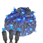Commercial Grade Wide Angle 50 LED Blue 25' Long on Black Wire