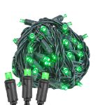 Commercial Grade Wide Angle 50 LED Green 25' Long on Black Wire