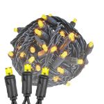 Commercial Grade Wide Angle 50 LED Yellow 25' Long on Black Wire
