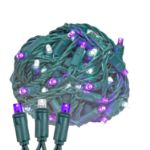 Commercial Grade Wide Angle 50 LED Purple/Pure White 25' Long on Green Wire
