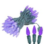 Purple 70 LED C6 Strawberry Mini Lights Commercial Grade on Green Wire