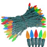 Multi 100 LED C6 Strawberry Mini Lights Commercial Grade Green Wire