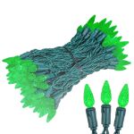 Green 100 LED C6 Strawberry Mini Lights Commercial Grade Green Wire