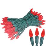 Red 100 LED C6 Strawberry Mini Lights Commercial Grade Green Wire