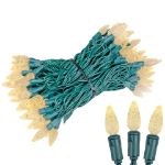 Warm White 100 LED C6 Strawberry Mini Lights Commercial Grade Green Wire