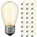Frosted Warm White S14 LED Plastic Filament Medium Base e26 Bulbs  - 25pk