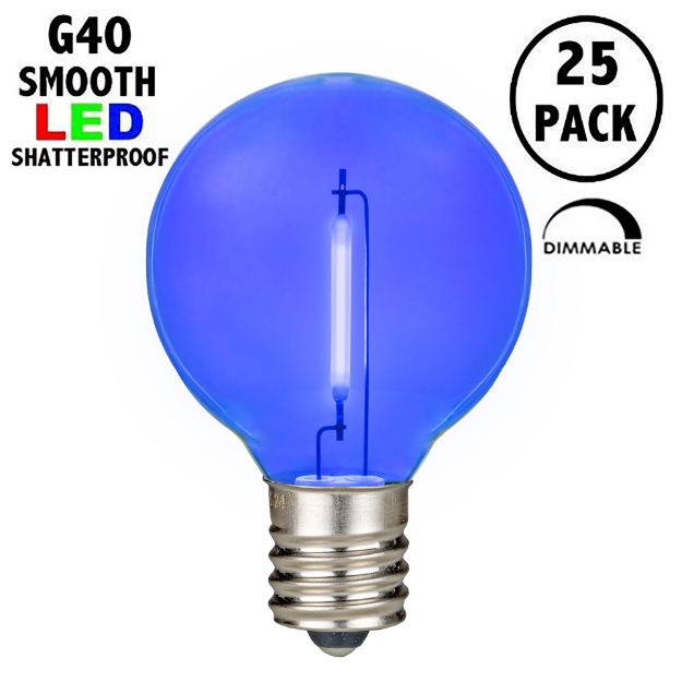 Blue - G40 - Plastic Filament LED Replacement Bulbs - 25 Pack