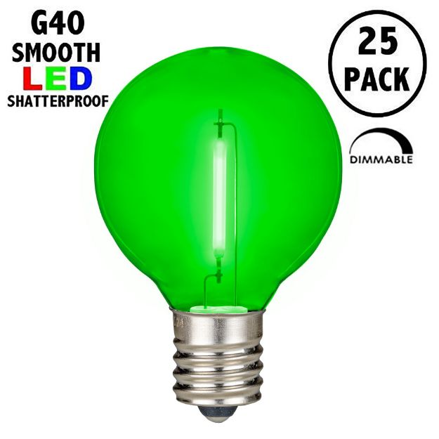 Green - G40 - Plastic Filament LED Replacement Bulbs - 25 Pack