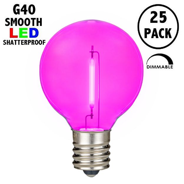 Pink - G40 - Plastic Filament LED Replacement Bulbs - 25 Pack