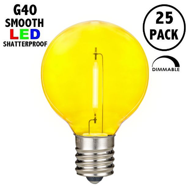 Yellow - G40 - Plastic Filament LED Replacement Bulbs - 25 Pack
